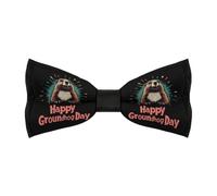 HLBSDM Nœuds papillon imprimés « Joyeux Jour de la Marmotte » pour hommes, ajustables et pré-noués, parfaits pour les soirées smoking et les mariages.