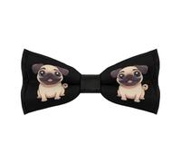 HLBSDM Nœuds papillon pour homme, imprimé carlin mignon et joyeux, ajustables et pré-noués, parfaits pour les soirées smoking et les mariages.