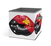 HLBSDM Paniers de rangement pliables en tissu, motif drapeau de Papouasie-Nouvelle-Guinée, 27 cm, avec double poignée, pour l'organisation des chambres d'étudiants et de la maison.