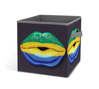 HLBSDM Paniers de rangement pliables en tissu, motif drapeau du Gabon, cubes de 27 cm avec poignées, pour une organisation optimale de votre placard.