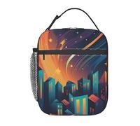 HLBSDM Sac à déjeuner isotherme réutilisable avec vue imprenable sur une ville européenne - Sac fourre-tout portable et imperméable pour hommes et femmes