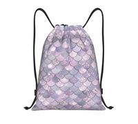 HLBSDM Sac à dos à cordon en écailles de sirène à paillettes roses, idéal pour le sport, la gym et le yoga, taille adulte moyenne (35,5 x 43 cm).