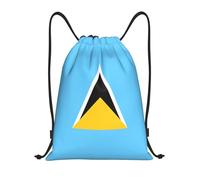 HLBSDM Sac à dos à cordon réglable avec motif drapeau de Sainte-Lucie pour homme et femme, idéal pour le sport, la gym, le yoga ou les courses