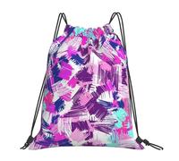HLBSDM Sac à dos à cordon violet vif à motifs de coups de pinceau, souple, idéal pour la plage.