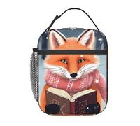 HLBSDM Sac à lunch Fox Reading Book pour femmes, réutilisable et mignon, idéal pour adultes et hommes. Sac isotherme étanche pour le travail, le bureau, les voyages et les pique-niques.
