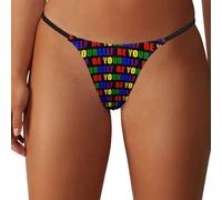 HLBSDM String Femme Drapeau Arc-en-Ciel « Soyez Vous-même », Culotte Sexy Taille Basse, Dos en T