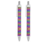 HLBSDM Stylo à bille rétractable à motif crocodile, zèbre arc-en-ciel et nostalgie arc-en-ciel, pointe fine 0,5 mm, en polycarbonate résistant avec clip pour un usage quotidien.