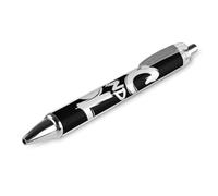 HLBSDM Stylo à bille rétractable premium, écriture fluide et élégante, encre à séchage rapide, motif tatouage rock and roll noir et blanc (1 pièce)