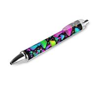 HLBSDM Stylo bille unisexe tendance pour le bureau, pointe fine 0,5 mm, encre noire, écriture fluide, motif champignons néon, couleurs vives, 1 pièce