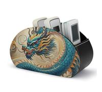 HLBSDM Support de télécommande Dragon, boîte de Rangement pour télécommande TV, Organiseur de Bureau en Cuir, Pot à Crayons en PU, Organiseur de Papeterie pour Salon et Bureau (5 Compartiments)