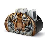 HLBSDM Support de télécommande Fierce Tiger, boîte de Rangement pour télécommande TV, Organiseur de Bureau en Cuir, Pot à Crayons en PU, Organiseur de Papeterie pour Salon et Bureau (5 Compartiments)