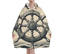 HLBSDM Sweat à capuche oversize pour adulte, manches longues, en flanelle, motif roue de navire rétro, doux et moelleux, idéal pour se détendre.