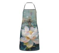 HLBSDM Tablier de chef réglable imprimé libellule lotus avec poches, unisexe, pour cuisine, barbecue, peinture et restaurant