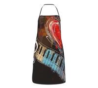 HLBSDM Tablier de chef réglable imprimé Treble Love and Music avec poches, unisexe, pour cuisine, barbecue, peinture et restaurant