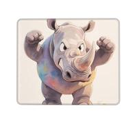 HLBSDM Tapis de Souris de Jeu Rhino Cartoon, Base en Caoutchouc antidérapante, carré, 25 x 30 cm (10 x 12 Pouces), pour Ordinateur de Bureau.