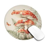 HLBSDM Tapis de Souris Motif Champignons d'automne, Motif Champignons amanite Tue-Mouches Orange et Rouge, Bords Cousus, antidérapant, Lavable, pour Ordinateur de Bureau et de Maison, Rond 20 x 20 cm