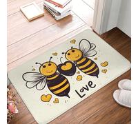 HLBSDM Tapis d'entrée Bee Love Honey, résistant aux intempéries, idéal pour l'intérieur et l'extérieur. Tapis Absorbant et antidérapant, Profil Bas, 61 x 41 cm.