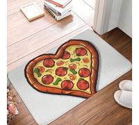HLBSDM Tapis d'entrée « J'aime la Pizza » en Forme de cœur, résistant aux intempéries, idéal pour l'intérieur et l'extérieur. Tapis Absorbant et antidérapant, Profil Bas, 61 x 41 cm.