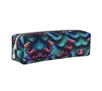 HLBSDM Trousse à Crayons en Cuir à Fermeture éclair, Motif écailles de Dragon Magique 3D, Grande capacité, Durable, Pratique et Portable
