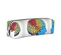 HLBSDM Trousse à Crayons zippée en Cuir avec Motif Cerveau Gauche et Droit, Grande capacité, Durable, Pratique et Portable