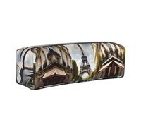 HLBSDM Trousse à Crayons zippée en Cuir avec Motif Tour Eiffel et scène de Rue Parisienne, Grande capacité, Durable, Pratique et Portable