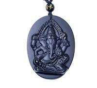 HLbshi Collier avec pendentif en obsidienne noire naturelle - Obsidienne de glace - Maitreya - Bouddha lanceur - Amulette - Chaîne de perles, Cristal, Obsidienne