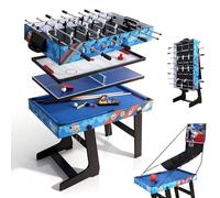 HLC 5 en 1 Table multijeux Terrain de Babyfoot Ping-Pong Billard Hockey sur Cadre de Basketball Pliable, Adapté aux Adultes et aux Enfants Idéal pour Cadeaux d'anniversaire.