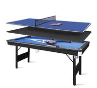 HLC 6FT Table Multijeux Pliable 3 en 1 - Table de Ping-Pong/Billard/Salle à Manger, Livré avec Accessoires de Billard Complets,183× 91× 79cm Adapté aux Adultes et aux Enfants