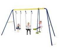 HLC Balançoire Jardin 3 en 1 - Multifonction avec Portique Métallique, avec 1 balançoire Face à Face et 2 sièges de balancelle, Charge maximale 200KG, Dimensions 322cm x 150cm x 185cm.