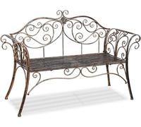 HLC Banc de Jardin Fer Forgé, Banc de Jardin Deux Places avec Dossier décoratif en Fer forgé, Banc de Jardin Rétro, 2 Places, 133 * 90 * 49cm, Balcon, Terrasse, Antirouille