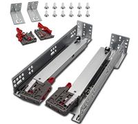 HLC Coulisses de Tiroir Sous Plan 380 mm 6 Pair（12pcs） Rails de Tiroir Dissimulés à Extension Complète avec Vis de Montage, Dispositif de Verrouillage 3D et Supports Capacité de Charge de 80 lb