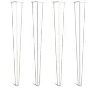 [HLC] Lot de 4 Pieds de Table Hairpin - Construction en Acier Double Soudure avec Vis, Guide de Montage et Patins de Protection Inclus (Valeur 9€)[Blanc, 86cm, Triple tiges, 10mm]
