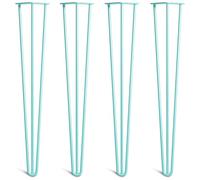 [HLC] Lot de 4 Pieds de Table Hairpin - Construction en Acier Double Soudure avec Vis, Guide de Montage et Patins de Protection Inclus (Valeur 9€)[Bleu Canard Clair, 71cm, Triple tiges, 10mm]