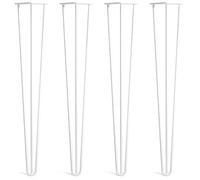 [HLC] Lot de 4 Pieds de Table Hairpin - Construction en Acier Double Soudure avec Vis, Guide de Montage et Patins de Protection Inclus (Valeur 9€)[Blanc, 71cm, Triple tiges, 10mm]