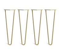[HLC] Lot de 4 Pieds de Table Hairpin - Construction en Acier Double Soudure avec Vis, Guide de Montage et Patins de Protection Inclus (Valeur 9€)[Doré, 40cm, Double tiges, 10mm]