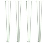 [HLC] Lot de 4 Pieds de Table Hairpin - Construction en Acier Double Soudure avec Vis, Guide de Montage et Patins de Protection Inclus (Valeur 9€)[Vert Pastel, 86cm, Triple tiges, 10mm]