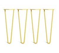 [HLC] Lot de 4 Pieds de Table Hairpin - Construction en Acier Double Soudure avec Vis, Guide de Montage et Patins de Protection Inclus (Valeur 9€)[Jaune, 40cm, Double tiges, 10mm]