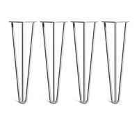 [HLC] Lot de 4 Pieds de Table Hairpin - Construction en Acier Double Soudure avec Vis, Guide de Montage et Patins de Protection Inclus (Valeur 9€)[Couche Transparente, 40cm, Triple tiges, 10mm]
