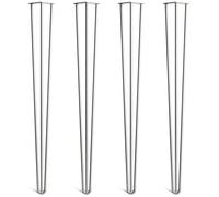 [HLC] Lot de 4 Pieds de Table Hairpin - Construction en Acier Double Soudure avec Vis, Guide de Montage et Patins de Protection Inclus (Valeur 9€)[Zinc, 102cm, Triple tiges, 12mm]