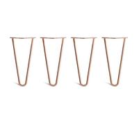 [HLC] Lot de 4 Pieds de Table Hairpin - Construction en Acier Double Soudure avec Vis, Guide de Montage et Patins de Protection Inclus (Valeur 9€)[Cuivre, 25cm, Double tiges, 10mm]