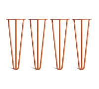 [HLC] Lot de 4 Pieds de Table Hairpin - Construction en Acier Double Soudure avec Vis, Guide de Montage et Patins de Protection Inclus (Valeur 9€)[Orange, 35cm, Triple tiges, 10mm]