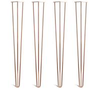 [HLC] Lot de 4 Pieds de Table Hairpin - Construction en Acier Double Soudure avec Vis, Guide de Montage et Patins de Protection Inclus (Valeur 9€)[Cuivre, 86cm, Triple tiges, 10mm]
