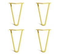 [HLC] Lot de 4 Pieds de Table Hairpin - Construction en Acier Double Soudure avec Vis, Guide de Montage et Patins de Protection Inclus (Valeur 9€)[Jaune, 20cm, Double tiges, 10mm]