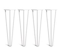 [HLC] Lot de 4 Pieds de Table Hairpin - Construction en Acier Double Soudure avec Vis, Guide de Montage et Patins de Protection Inclus (Valeur 9€)[Blanc, 40cm, Triple tiges, 10mm]