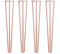 [HLC] Lot de 4 Pieds de Table Hairpin - Construction en Acier Double Soudure avec Vis, Guide de Montage et Patins de Protection Inclus (Valeur 9€)[Orange, 71cm, Triple tiges, 12mm]