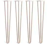 [HLC] Lot de 4 Pieds de Table Hairpin - Construction en Acier Double Soudure avec Vis, Guide de Montage et Patins de Protection Inclus (Valeur 9€)[Cuivre, 71cm, Triple tiges, 12mm]