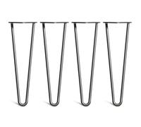 [HLC] Lot de 4 Pieds de Table Hairpin - Construction en Acier Double Soudure avec Vis, Guide de Montage et Patins de Protection Inclus (Valeur 9€)[Noir, 40cm, Double tiges, 12mm]