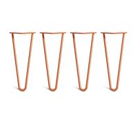 [HLC] Lot de 4 Pieds de Table Hairpin - Construction en Acier Double Soudure avec Vis, Guide de Montage et Patins de Protection Inclus (Valeur 9€)[Orange, 30cm, Double tiges, 10mm]