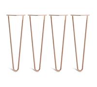 [HLC] Lot de 4 Pieds de Table Hairpin - Construction en Acier Double Soudure avec Vis, Guide de Montage et Patins de Protection Inclus (Valeur 9€)[Cuivre, 40cm, Double tiges, 10mm]