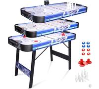 HLC Table Multijeux 3 en 1, Air Hockey Table, Bowling, Shuffleboard, avec Ventilateur 12 V, Taille 130 * 61 * 78cm
